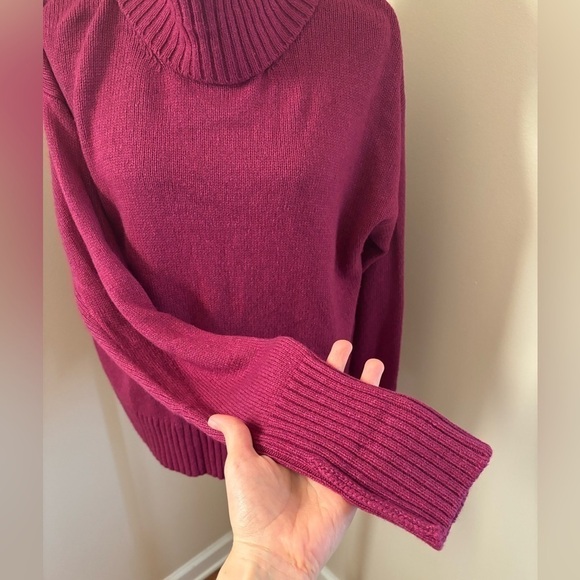 Anthropologie Magenta Italian Wool Polyamide Blend Oversized Turtleneck Sweater - Picture 5 of 9